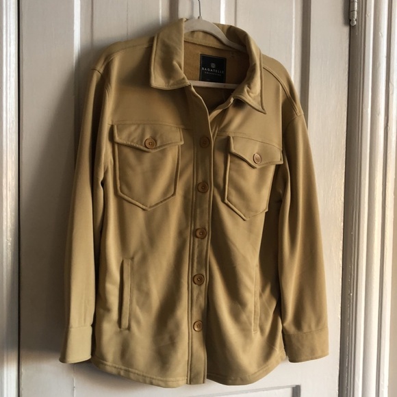 Bagatelle Long Sleeve Button Front Layering Shacket Shirt Jacket Khaki Size M - Picture 6 of 9